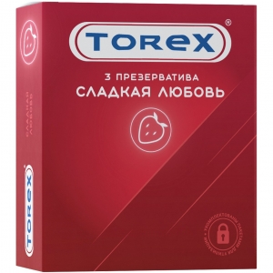 Презервативы с ароматом и вкусом клубники "Torex" сладкая любовь, 3шт 