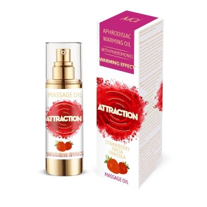 Массажное масло с разогревающим эффектом "Attraction" с ароматом клубники, 30ml 