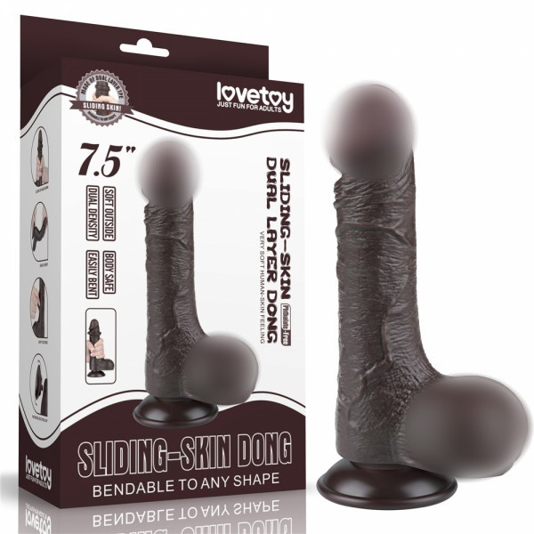 Фаллоимитатор с внутренним хребтом черный "Lovetoy 7,5" супер реалистичный