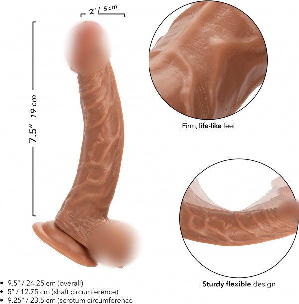 Фаллоимитатор реалистичный с изогнутым стволом "The Personal Trainer" мулат на присоске